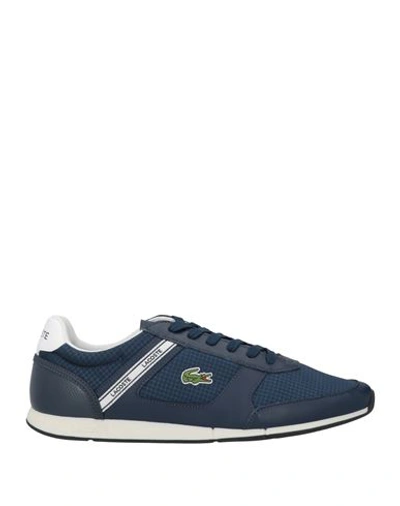 Lacoste Man Sneakers Navy Blue Size 9 Textile Fibers, Leather In Multi