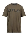 Replay Man T-shirt Military Green Size Xxl Cotton