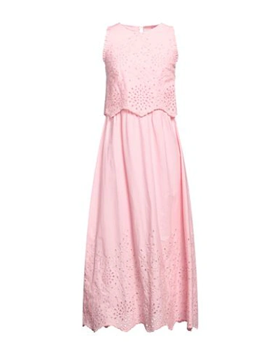 Loretta Caponi + Net Sustain Fausta Broderie Anglaise Cotton-blend Midi Dress In Pink