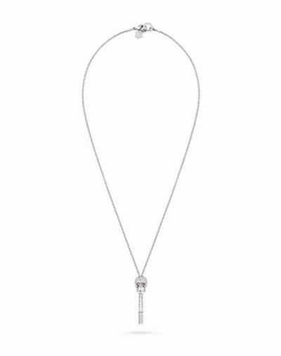 Philipp Plein Sliding $kull Crystal Cable Chain Necklace In Silver