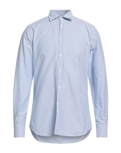 Aglini Man Shirt Sky Blue Size 16 Cotton