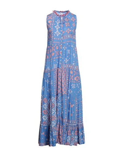 Poupette St Barth Woman Midi Dress Azure Size Xs Viscose In Blue