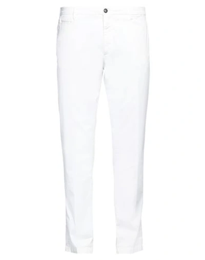 40weft Man Pants White Size 38 Cotton, Elastane