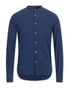 Brooksfield Man Shirt Navy Blue Size 16 Cotton