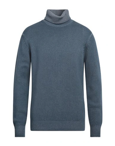 Filippo De Laurentiis Man Turtleneck Navy Blue Size 42 Merino Wool, Silk, Cashmere In Navy Blue