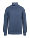 Filippo De Laurentiis Man Turtleneck Slate Blue Size 40 Merino Wool, Silk, Cashmere