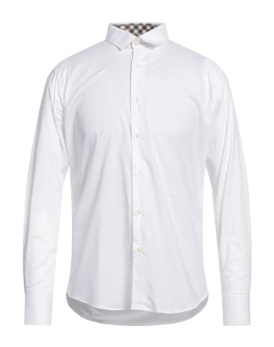 AQUASCUTUM AQUASCUTUM MAN SHIRT WHITE SIZE 17 COTTON, ELASTANE