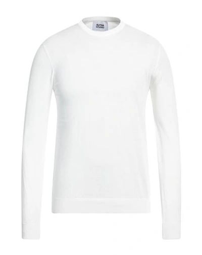Alpha Studio Man Sweater White Size 46 Cotton