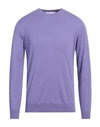 Alpha Studio Man Sweater Mauve Size 40 Cotton In Purple