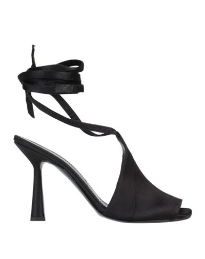 Aldo Castagna Woman Sandals Black Size 11 Textile Fibers