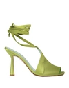 Aldo Castagna Woman Sandals Acid Green Size 9 Textile Fibers
