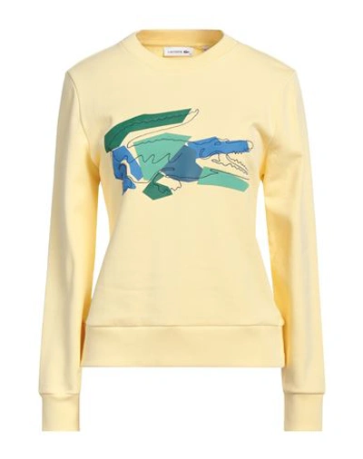 Lacoste Woman Sweatshirt Light Yellow Size 4 Cotton, Polyester