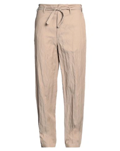 Lemaire Man Pants Sand Size 36 Viscose, Cotton, Metal In Beige