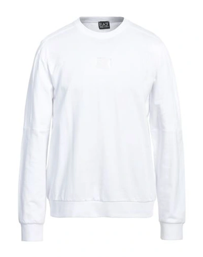 Ea7 Man Sweatshirt White Size 3xl Cotton, Elastane