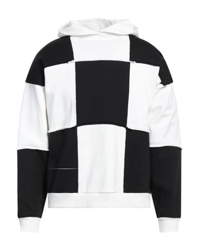 Flaneur Homme Cut And Sew Damier Hoodie In Black,white
