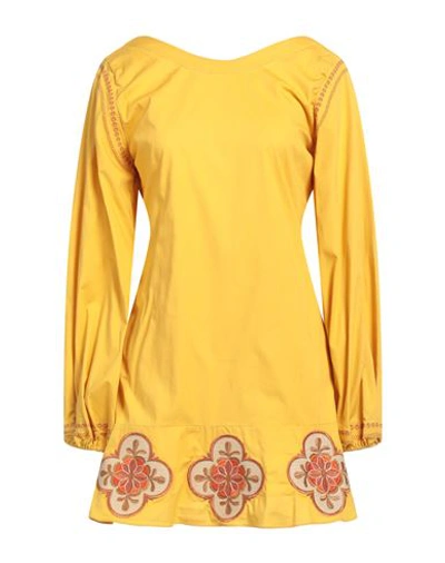 Juan De Dios Woman Mini Dress Ocher Size S Cotton, Elastane In Yellow