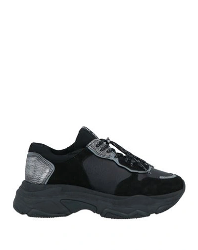 Bronx Woman Sneakers Black Size 11 Leather, Textile Fibers