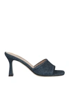 Roberto Festa Woman Sandals Midnight Blue Size 5 Textile Fibers