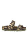 Gia Borghini Woman Sandals Military Green Size 11 Textile Fibers In Green