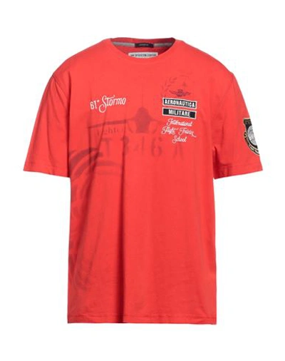 Aeronautica Militare Man T-shirt Tomato Red Size Xxl Cotton