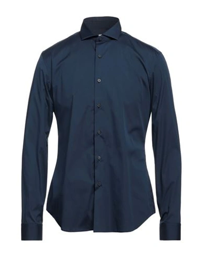 Xacus Man Shirt Midnight Blue Size 17 Cotton In Navy Blue