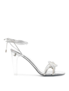 Valentino 100 Crystal Chain Sandals In Plata