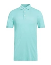 Fedeli Man Polo Shirt Turquoise Size 44 Cotton In Blue