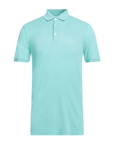 Fedeli Man Polo Shirt Turquoise Size 44 Cotton In Blue