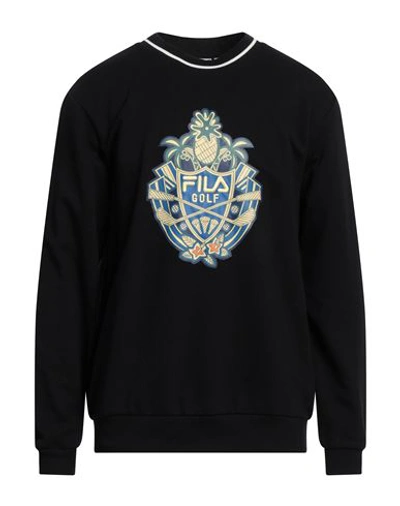 Fila Man Sweatshirt Black Size L Cotton, Polyester