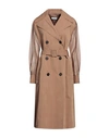 PESERICO PESERICO WOMAN OVERCOAT & TRENCH COAT BROWN SIZE 10 COTTON, POLYAMIDE
