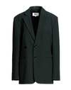 Mm6 Maison Margiela Woman Blazer Dark Green Size 8 Polyester, Viscose, Elastane