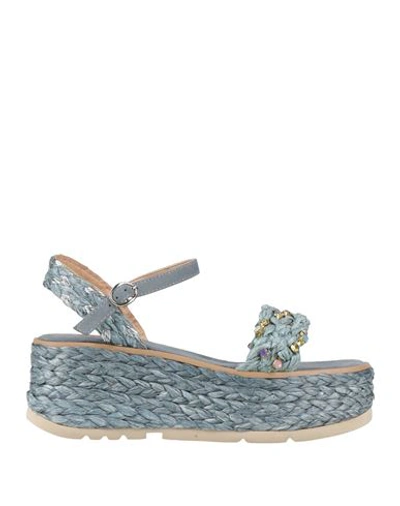 Alma Blue Woman Espadrilles Pastel Blue Size 9 Natural Raffia