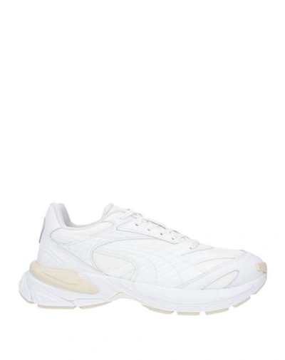 Puma Man Sneakers White Size 13 Leather, Textile Fibers