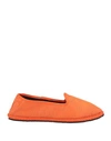 Le Papù Woman Loafers Orange Size 8 Textile Fibers