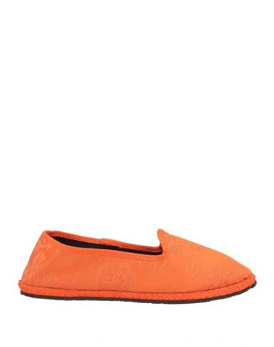Le Papù Woman Loafers Orange Size 6 Textile Fibers