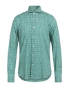 Fedeli Man Shirt Green Size 16 Cotton, Elastane