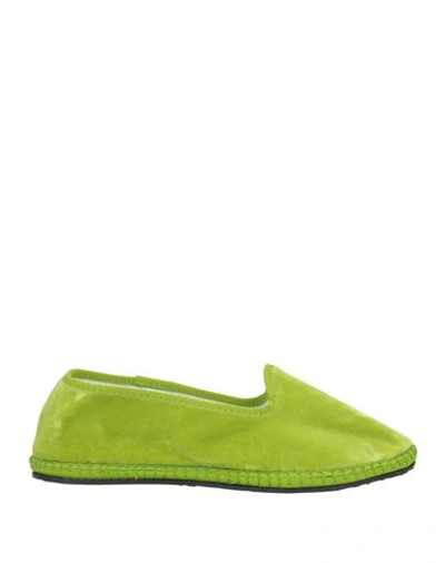 Le Papù Woman Loafers Green Size 6 Textile Fibers