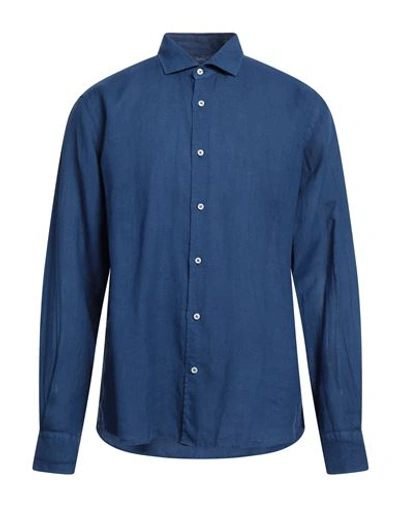 Fedeli Man Shirt Blue Size 16 ½ Linen