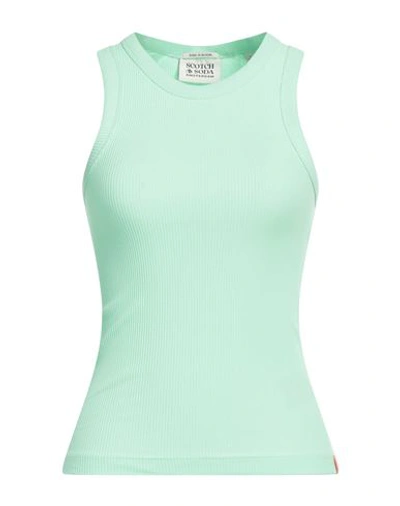 Maison Scotch Woman Tank Top Light Green Size S Organic Cotton, Elastane