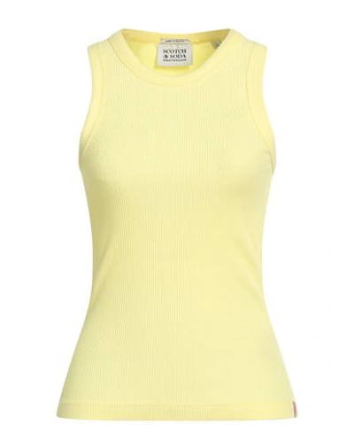 Maison Scotch Woman Tank Top Yellow Size L Organic Cotton, Elastane