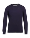 Drumohr Man Sweater Dark Purple Size 40 Merino Wool