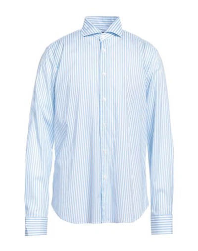 Fedeli Man Shirt Light Blue Size 17 Cotton, Elastane
