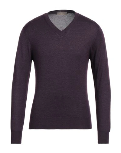 Cruciani Man Sweater Deep Purple Size 36 Cashmere, Silk