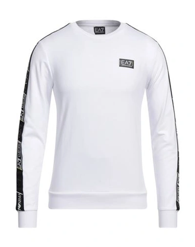 Ea7 Man Sweatshirt White Size Xxl Cotton, Elastane, Polyamide, Polyester