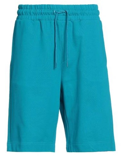 Trussardi Man Shorts & Bermuda Shorts Azure Size L Cotton, Elastane In Blue