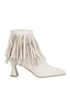 Galieti Woman Ankle Boots Cream Size 11 Leather In White