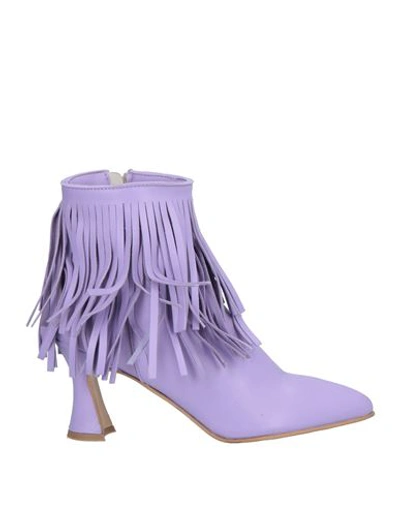Galieti Woman Ankle Boots Light Purple Size 10 Leather