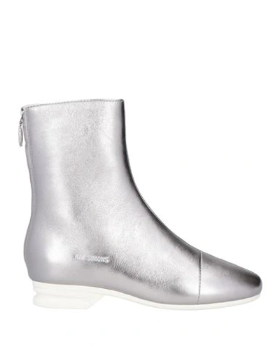 Raf Simons Woman Ankle Boots Silver Size 8 Leather