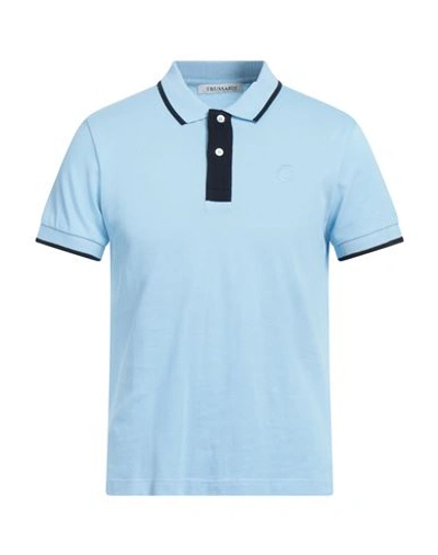 Trussardi Man Polo Shirt Sky Blue Size 3xl Cotton In Blue