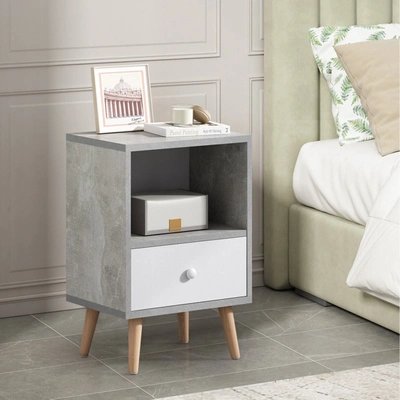 Simplie Fun Nightstand In Mdf In Gray